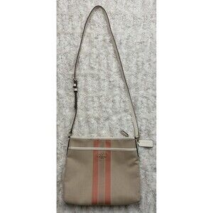 COACH Shoulder Bag F73157 canvas/leather beige Shoulder W/ copper Lining